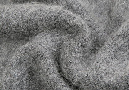 LIMI feu Mohair Wool Hairy Knit Light Gray Muffler
