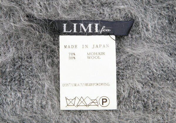 LIMI feu Mohair Wool Hairy Knit Light Gray Muffler