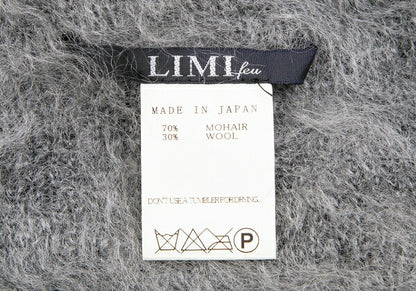 LIMI feu Mohair Wool Hairy Knit Light Gray Muffler