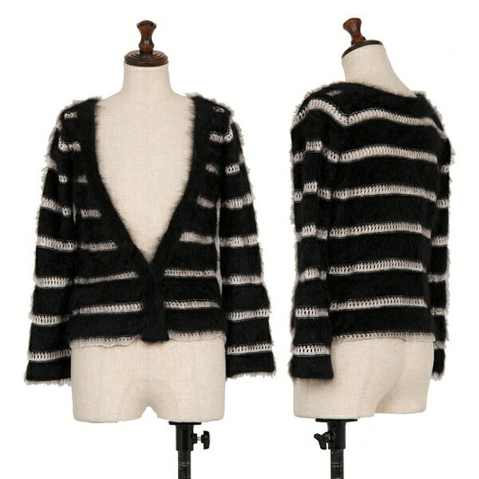 GIORGIO ARMANI Angora Blend Shaggy Cardigan Black Size M