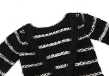 GIORGIO ARMANI Angora Blend Shaggy Cardigan Black Size M