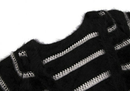 GIORGIO ARMANI Angora Blend Shaggy Cardigan Black Size M