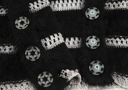 GIORGIO ARMANI Angora Blend Shaggy Cardigan Black Size M