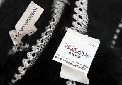 GIORGIO ARMANI Angora Blend Shaggy Cardigan Black Size M