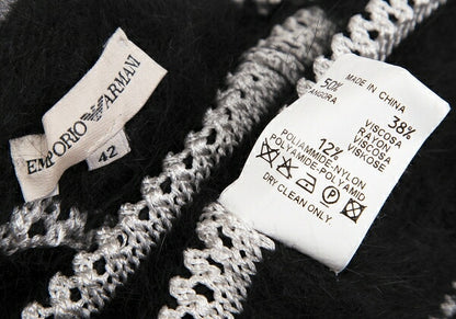 GIORGIO ARMANI Angora Blend Shaggy Cardigan Black Size M