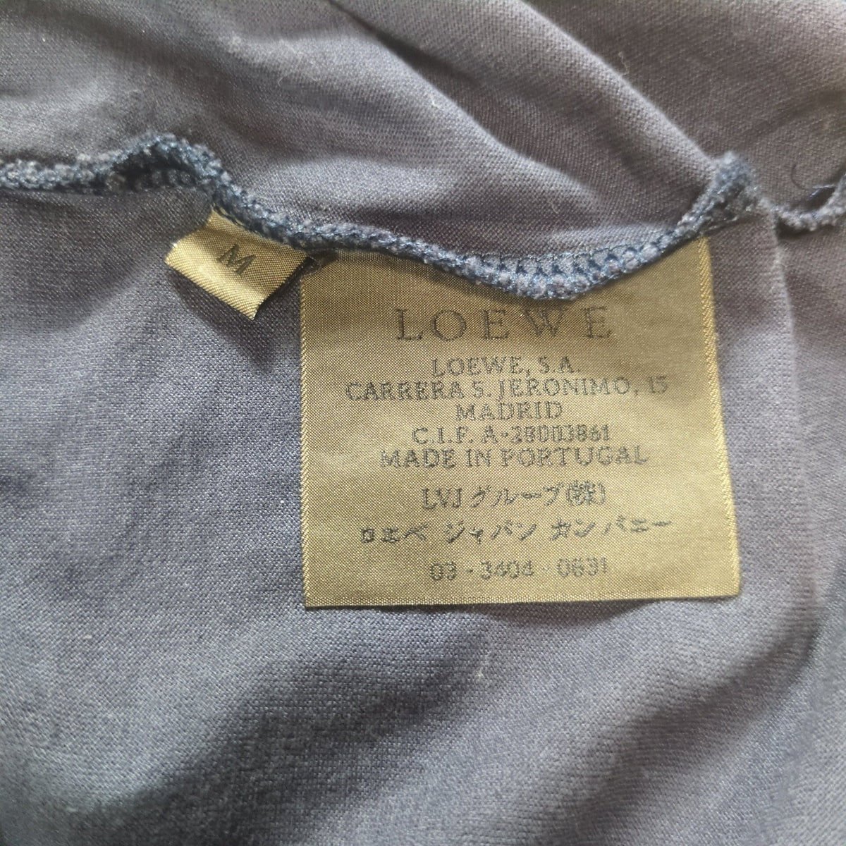 Loewe Logo Embroidered Cotton Henley Shirt Blue Size M