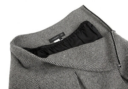 Yohji Yamamoto NOIR Skewed Stripe Pleat Black Beige Skirt Size 1