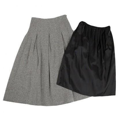 Yohji Yamamoto NOIR Skewed Stripe Pleat Black Beige Skirt Size 1