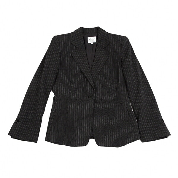 ARMANI COLLEZIONI Pinstripe 1 Button Jacket Black Size 38