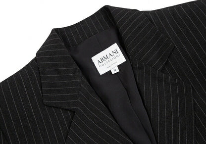 ARMANI COLLEZIONI Pinstripe 1 Button Jacket Black Size 38