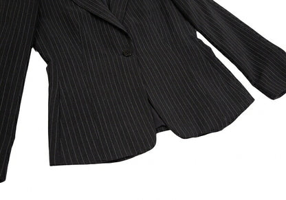 ARMANI COLLEZIONI Pinstripe 1 Button Jacket Black Size 38