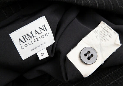 ARMANI COLLEZIONI Pinstripe 1 Button Jacket Black Size 38