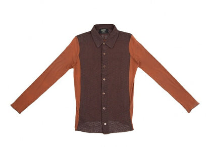Jean Paul GAULTIER MAILLE Lace Power Net Shirt Brown Size S
