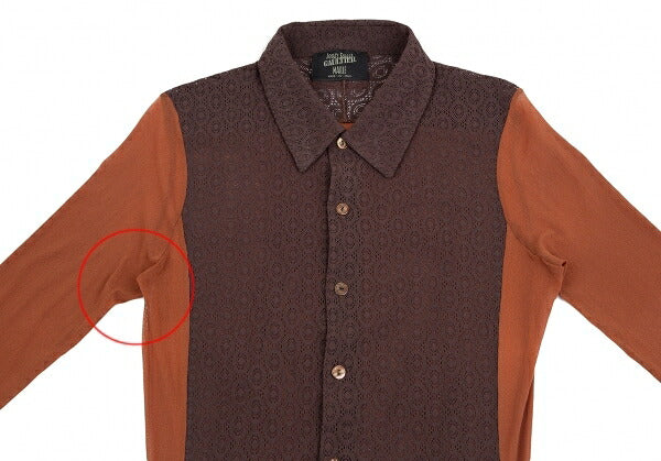 Jean Paul GAULTIER MAILLE Lace Power Net Shirt Brown Size S