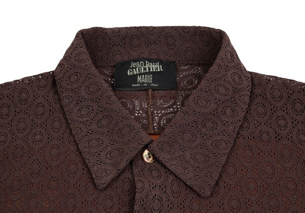 Jean Paul GAULTIER MAILLE Lace Power Net Shirt Brown Size S