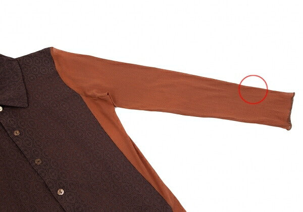 Jean Paul GAULTIER MAILLE Lace Power Net Shirt Brown Size S