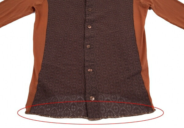 Jean Paul GAULTIER MAILLE Lace Power Net Shirt Brown Size S