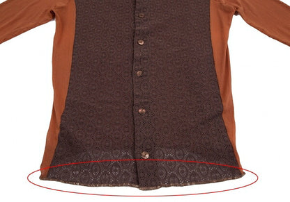 Jean Paul GAULTIER MAILLE Lace Power Net Shirt Brown Size S