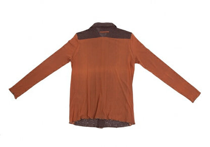 Jean Paul GAULTIER MAILLE Lace Power Net Shirt Brown Size S
