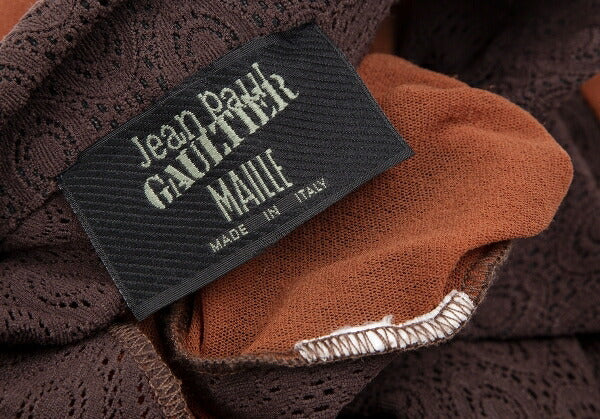 Jean Paul GAULTIER MAILLE Lace Power Net Shirt Brown Size S