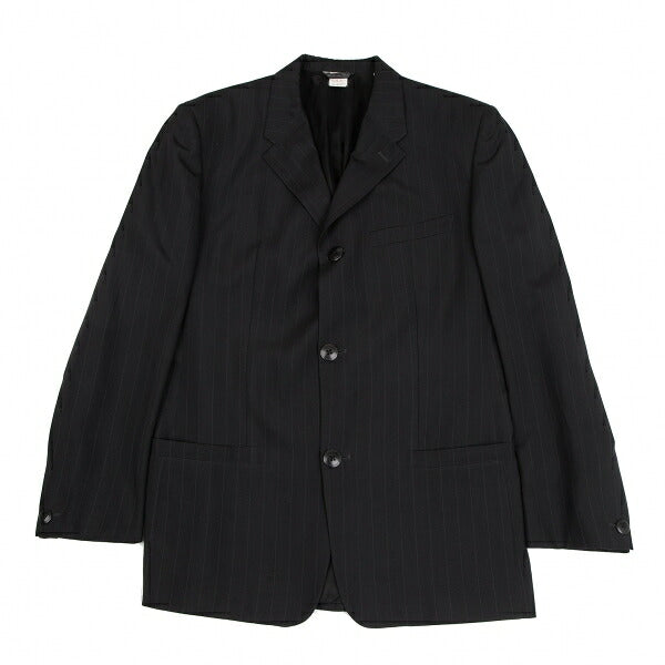 GIANNI VERSACE Black Silk Pinstripe 3-Button Jacket Size 48