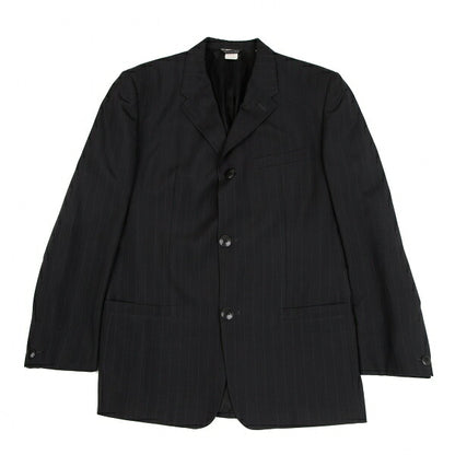 GIANNI VERSACE Black Silk Pinstripe 3-Button Jacket Size 48