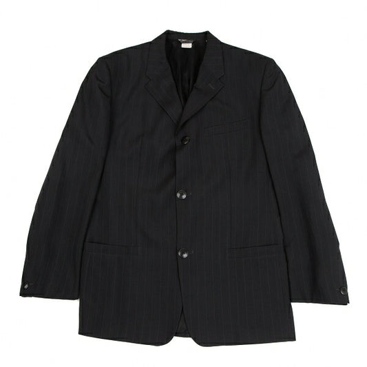GIANNI VERSACE Black Silk Pinstripe 3-Button Jacket Size 48