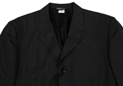 GIANNI VERSACE Black Silk Pinstripe 3-Button Jacket Size 48