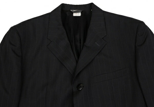 GIANNI VERSACE Black Silk Pinstripe 3-Button Jacket Size 48
