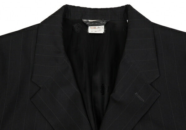 GIANNI VERSACE Black Silk Pinstripe 3-Button Jacket Size 48