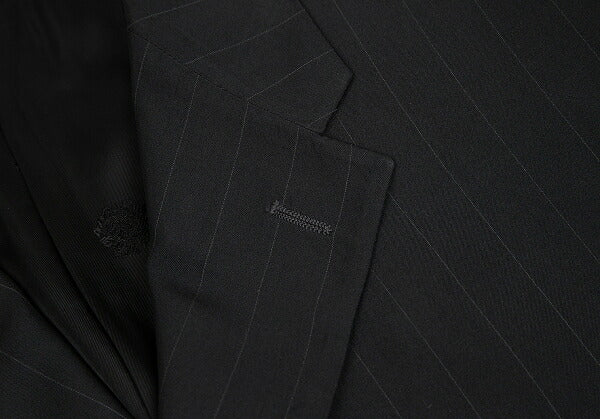 GIANNI VERSACE Black Silk Pinstripe 3-Button Jacket Size 48