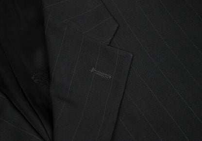 GIANNI VERSACE Black Silk Pinstripe 3-Button Jacket Size 48
