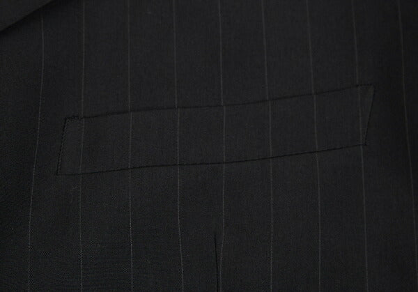 GIANNI VERSACE Black Silk Pinstripe 3-Button Jacket Size 48