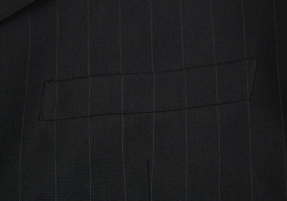 GIANNI VERSACE Black Silk Pinstripe 3-Button Jacket Size 48