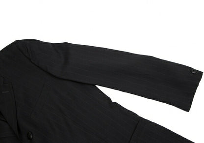 GIANNI VERSACE Black Silk Pinstripe 3-Button Jacket Size 48