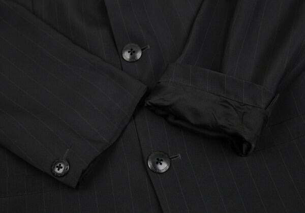 GIANNI VERSACE Black Silk Pinstripe 3-Button Jacket Size 48