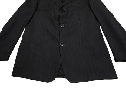 GIANNI VERSACE Black Silk Pinstripe 3-Button Jacket Size 48