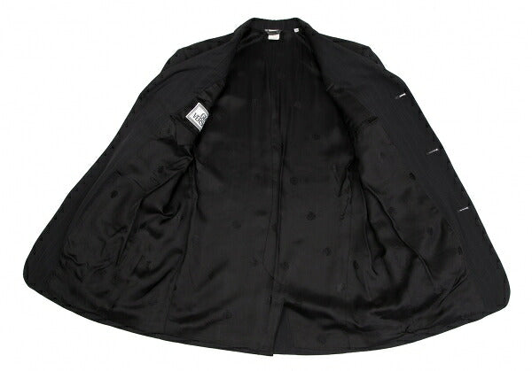 GIANNI VERSACE Black Silk Pinstripe 3-Button Jacket Size 48