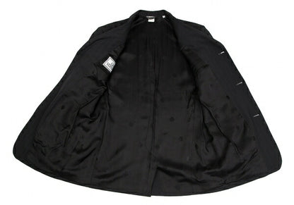 GIANNI VERSACE Black Silk Pinstripe 3-Button Jacket Size 48