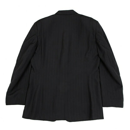 GIANNI VERSACE Black Silk Pinstripe 3-Button Jacket Size 48