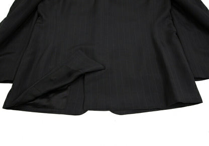 GIANNI VERSACE Black Silk Pinstripe 3-Button Jacket Size 48