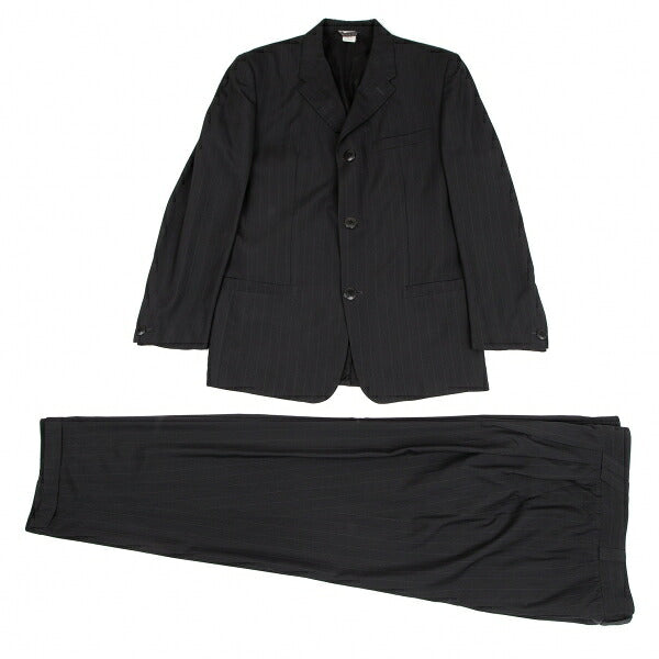 GIANNI VERSACE Black Silk Pinstripe 3-Button Jacket Size 48