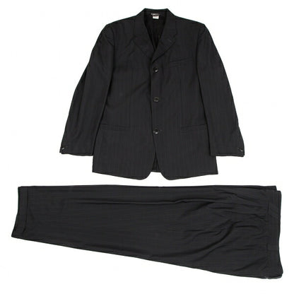 GIANNI VERSACE Black Silk Pinstripe 3-Button Jacket Size 48