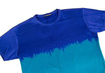 ISSEY MIYAKE MEN Hand-Dyed T-Shirt Blue-Emerald Size 4
