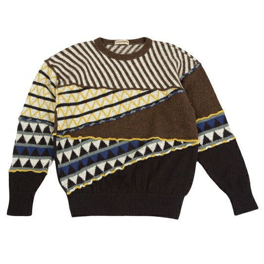ISSEY MIYAKE MEN Pattern Knit Sweater Brown Size M