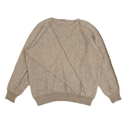 ISSEY MIYAKE MEN Ribbed Weave Patchwork Sweater Beige Size M