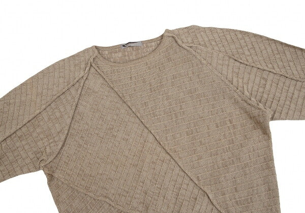 ISSEY MIYAKE MEN Ribbed Weave Patchwork Sweater Beige Size M