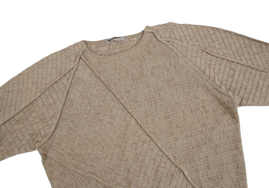 ISSEY MIYAKE MEN Ribbed Weave Patchwork Sweater Beige Size M