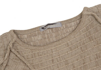 ISSEY MIYAKE MEN Ribbed Weave Patchwork Sweater Beige Size M