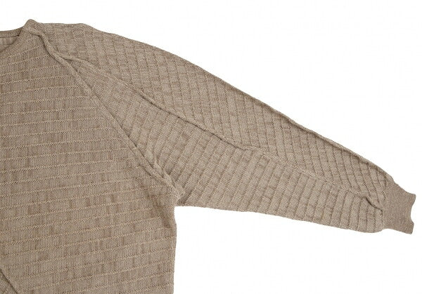 ISSEY MIYAKE MEN Ribbed Weave Patchwork Sweater Beige Size M